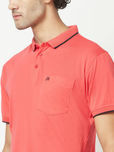  Plain Coral Polo T-Shirt