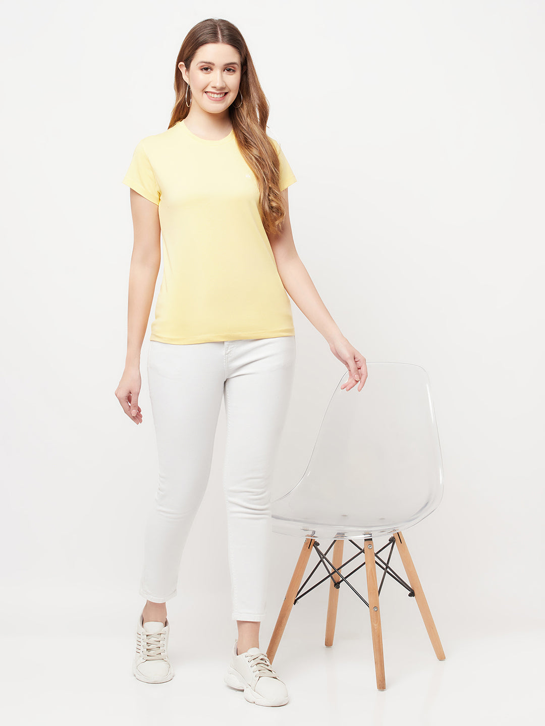 Yellow Round Neck T-Shirt - Women T-Shirts
