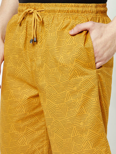  Mustard Abstract Print Lounge Shorts