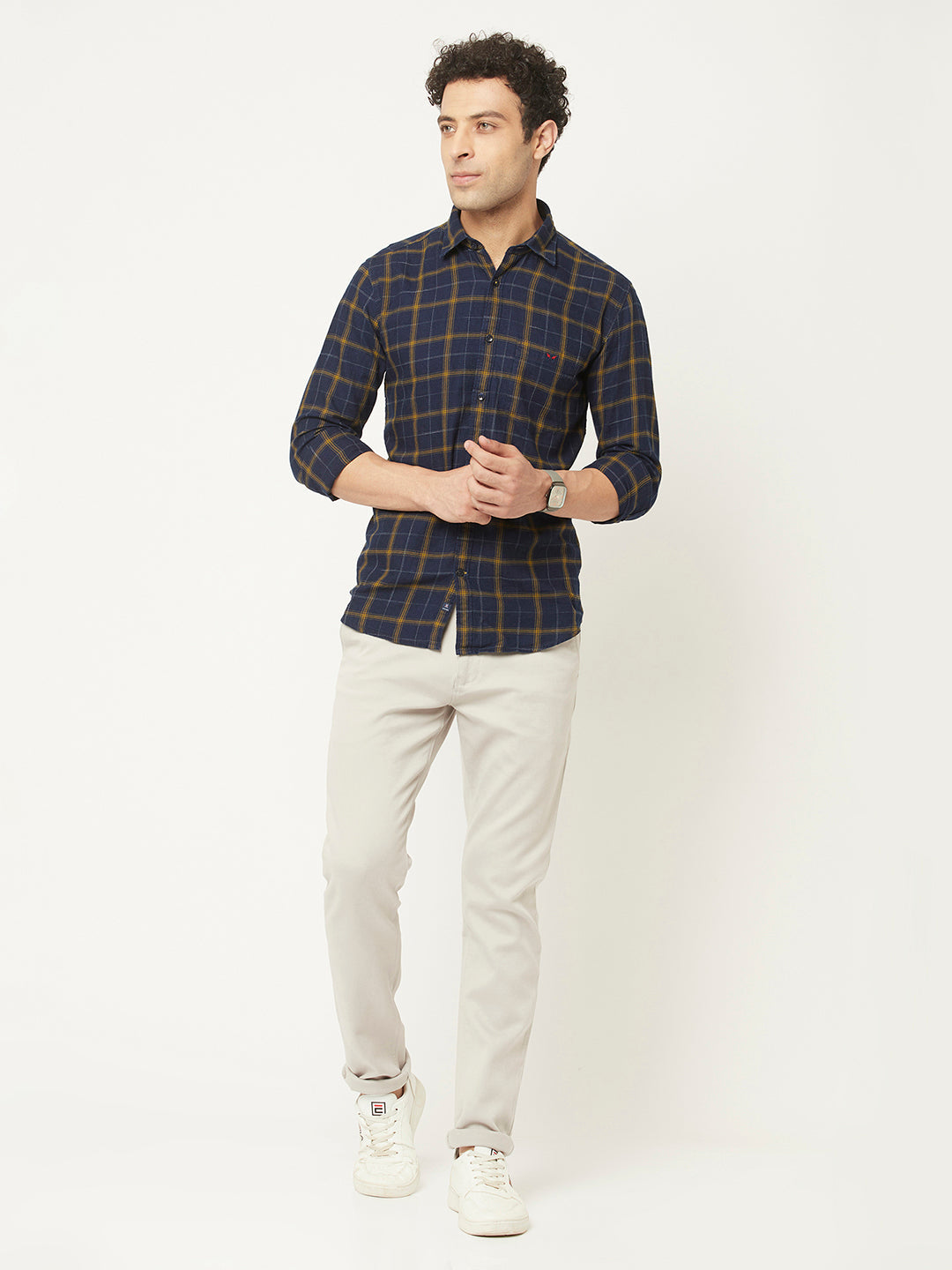 Navy Blue Checkered Shirt