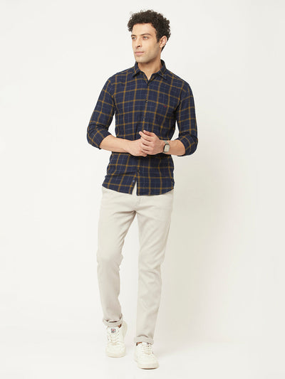 Navy Blue Checkered Shirt