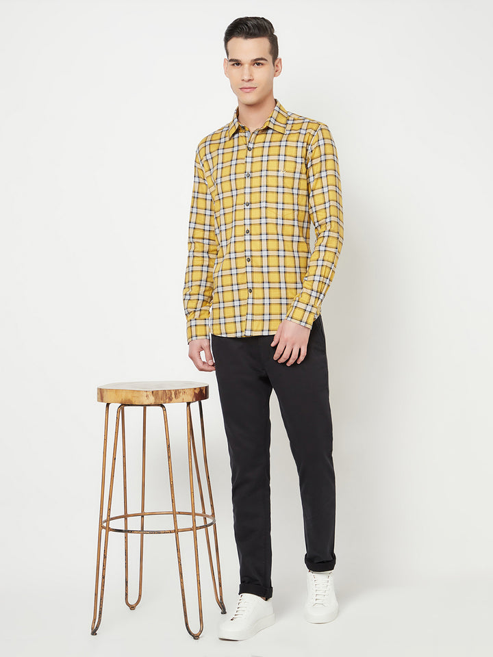Mustard Checked Shirt - Men Shirts