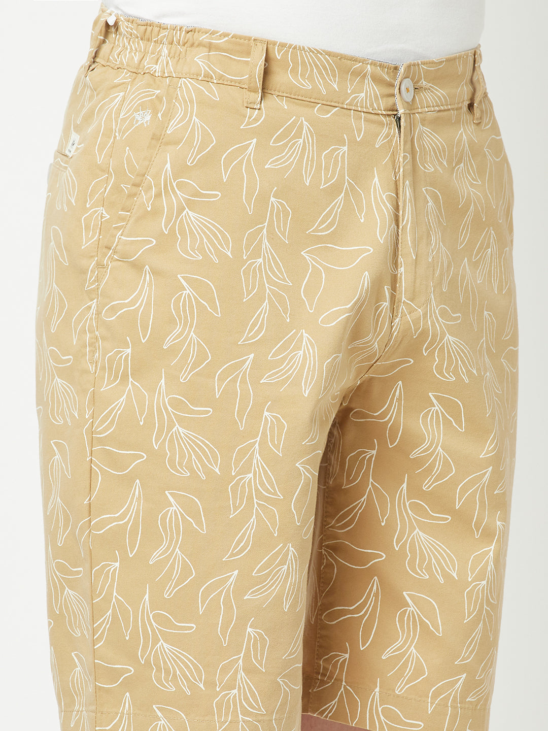  Khaki Floral Print Shorts