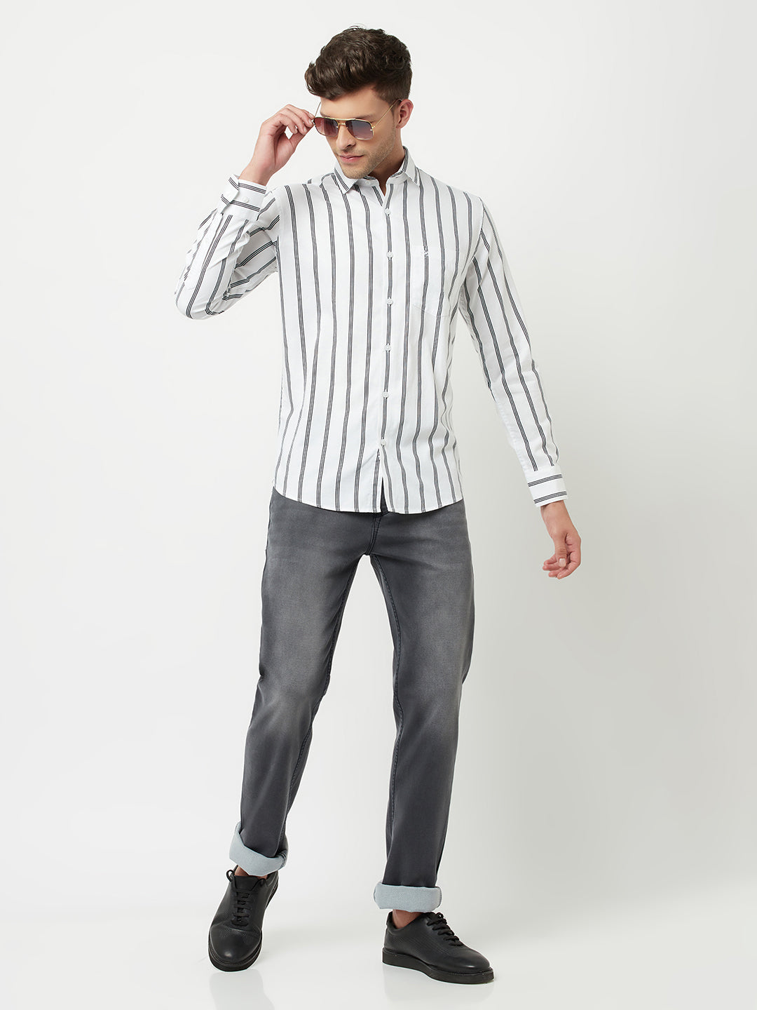 White Striped Shirt-Men Shirts-Crimsoune Club