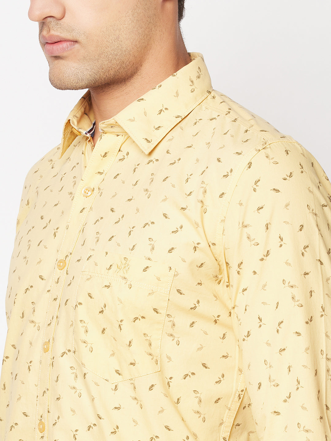  Lime Yellow Floral Print Shirt
