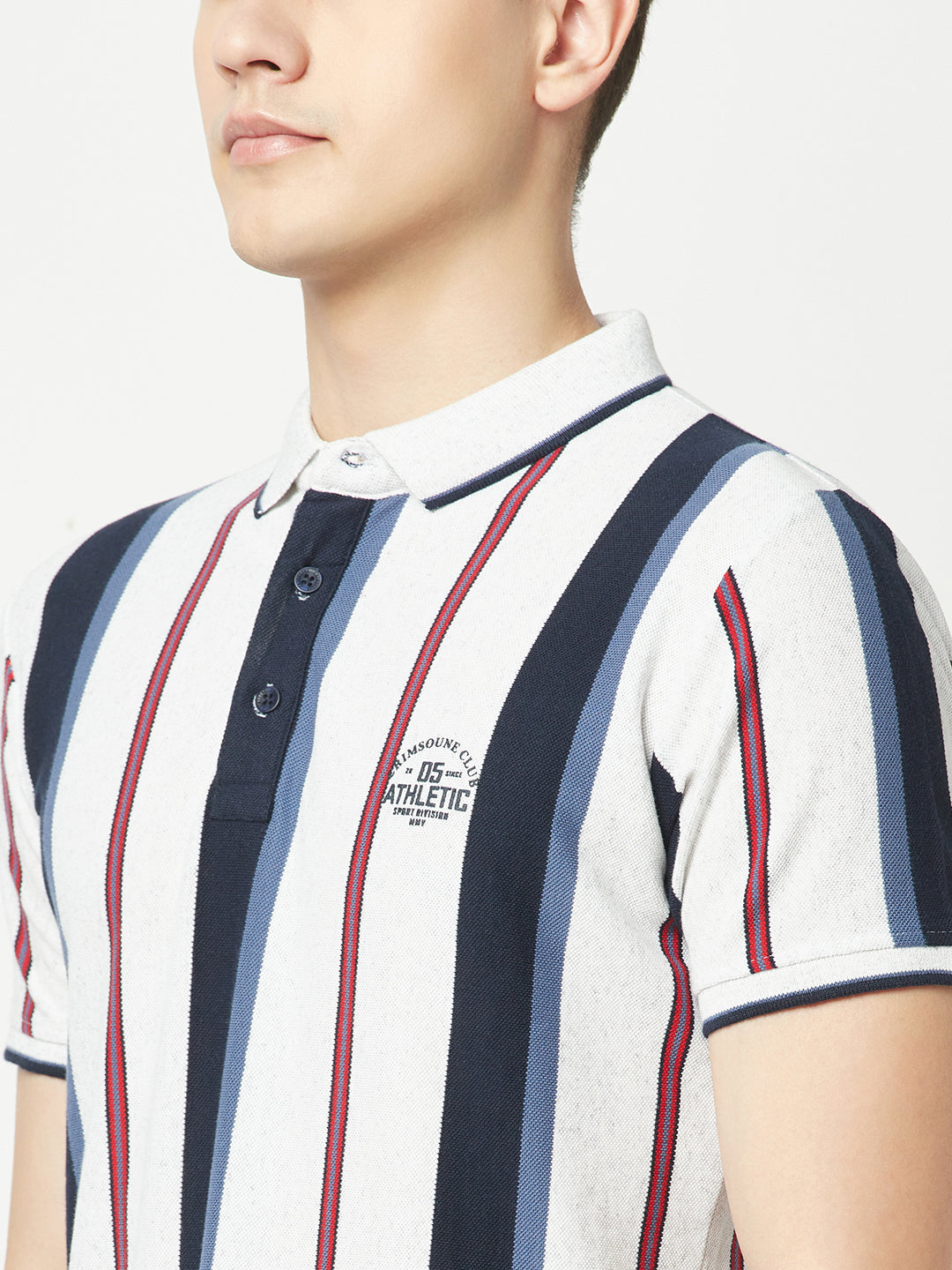  White Striped Polo T-Shirt