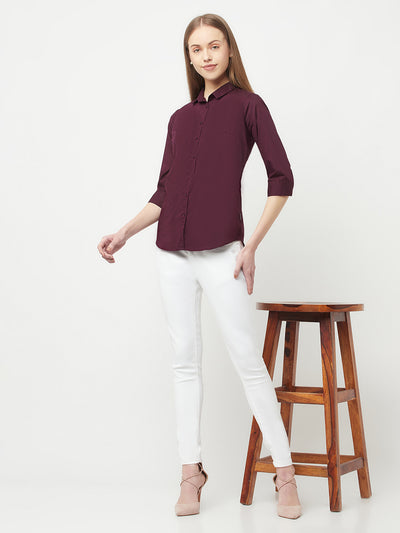 Maroon Casual Shirt - Women Tops