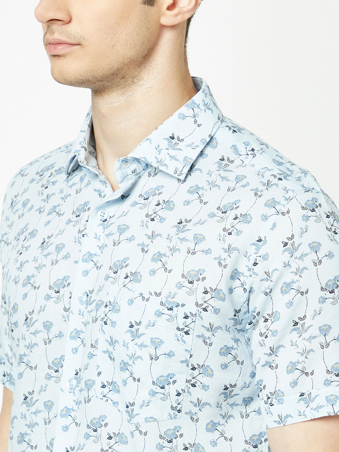  Sky Blue Floral Shirt