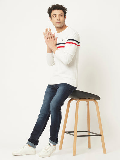 White Sweater in Pure Cotton-Men Sweaters-Crimsoune Club