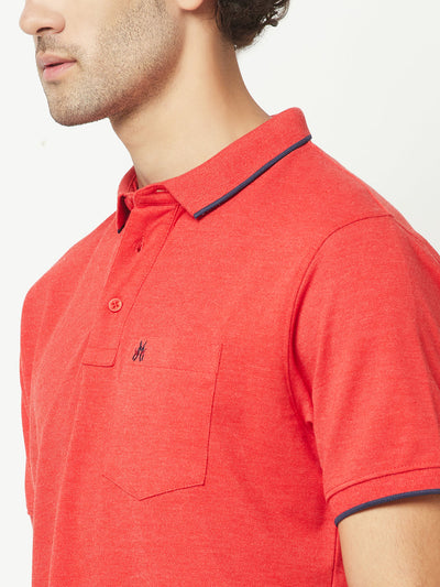  Bright Red Basic Polo T-Shirt