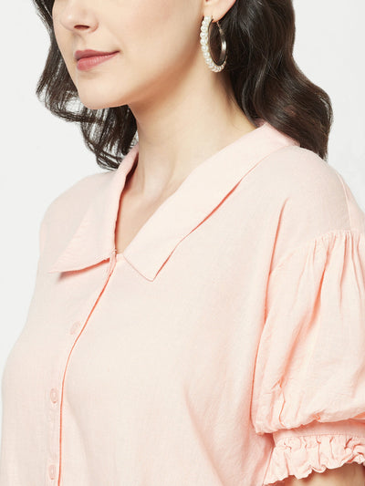  Plain Cropped Light Peach Shirt