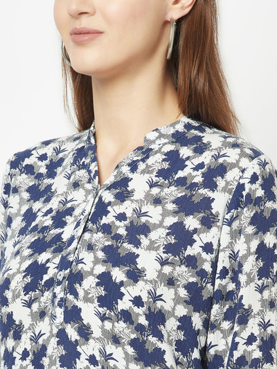  Indigo Abstract Print Top