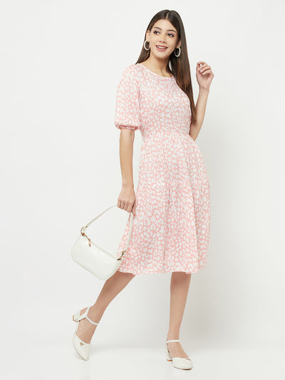 Pink Printed Round Neck Dress - Women Dresses