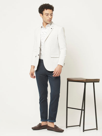  White Blazer with Contrast Button Detailing 