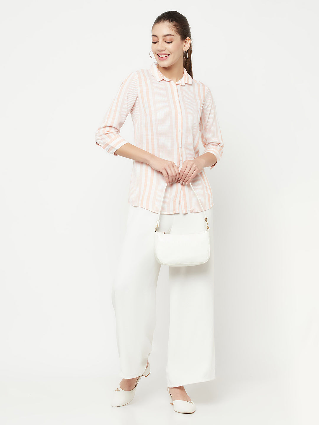 Pink Striped Casual Shirt - Women Shirts