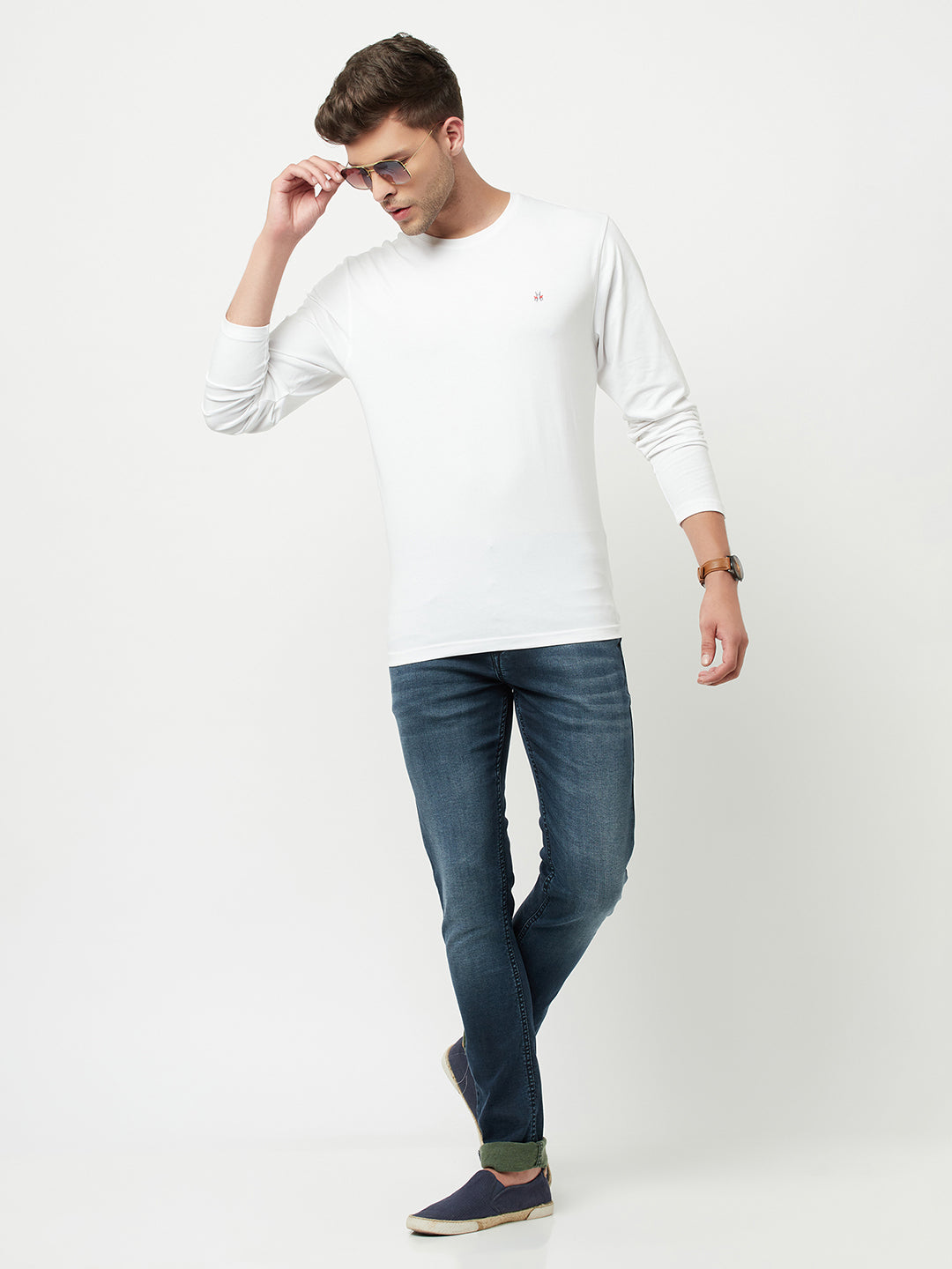 White Round Neck T-Shirt-Men T-Shirts-Crimsoune Club