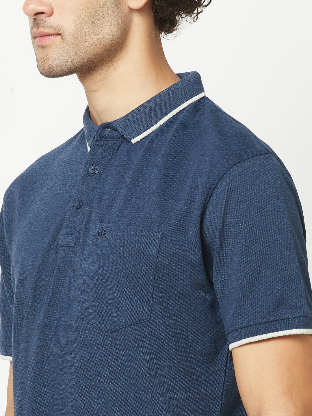  Blue Melange Polo T-Shirt