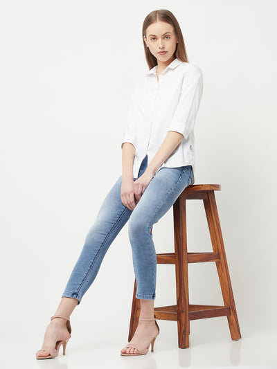 White Casual Shirt - Women Tops