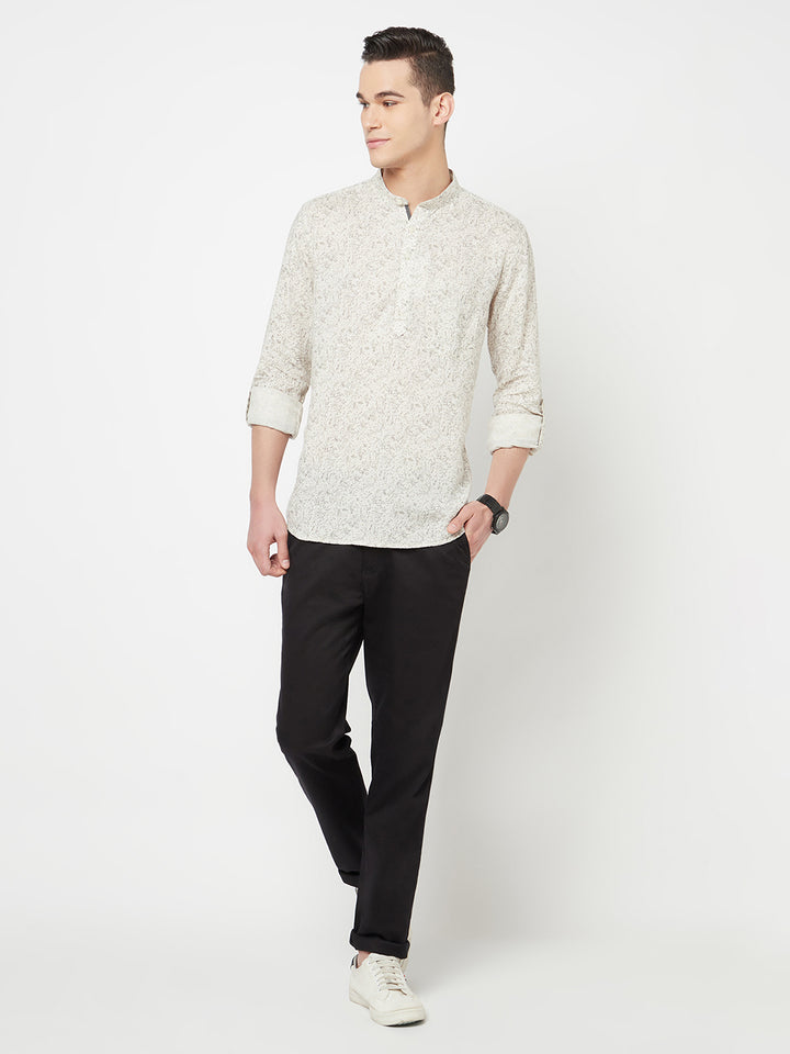 Beige Printed Kurta - Men Kurtas