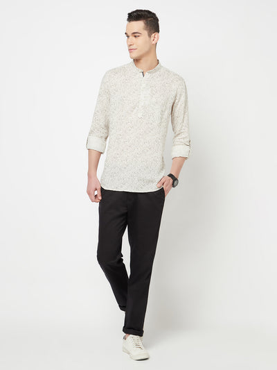 Beige Printed Kurta - Men Kurtas