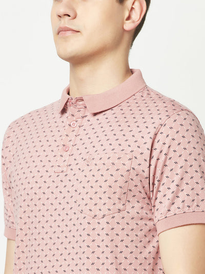 Pink Geometric Polo T-Shirt