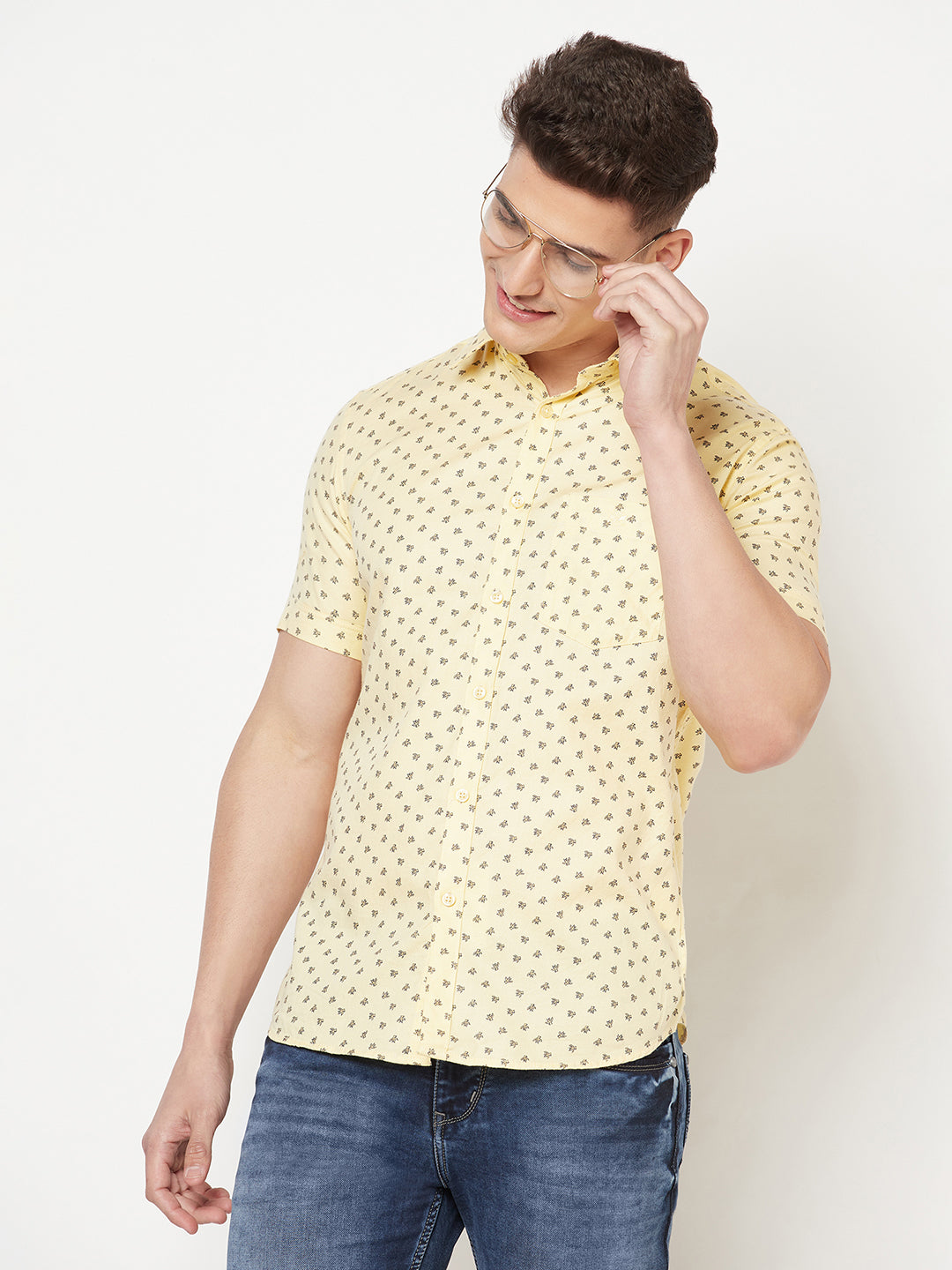 Yellow Floral Shirt - Men Shirts