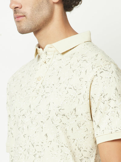  Lemon Yellow Floral Polo T-Shirt