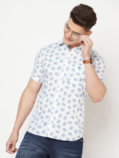 White Floral Shirt - Men Shirts