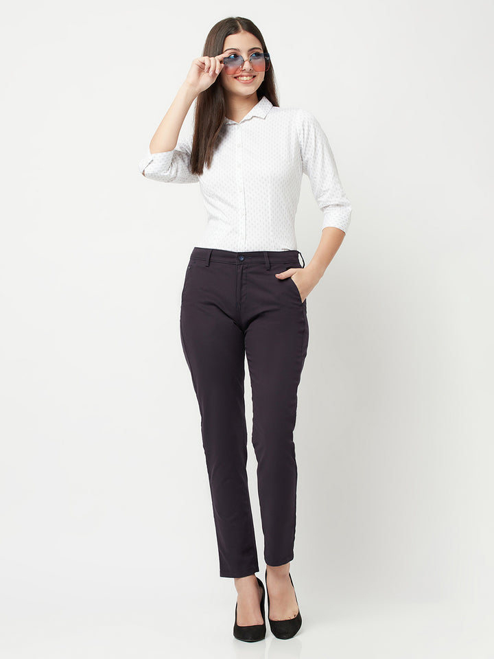 Navy Blue Slim Trousers-Women Trousers-Crimsoune Club