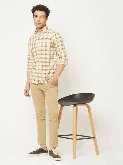   Cream Shirt in Tartan Checks 