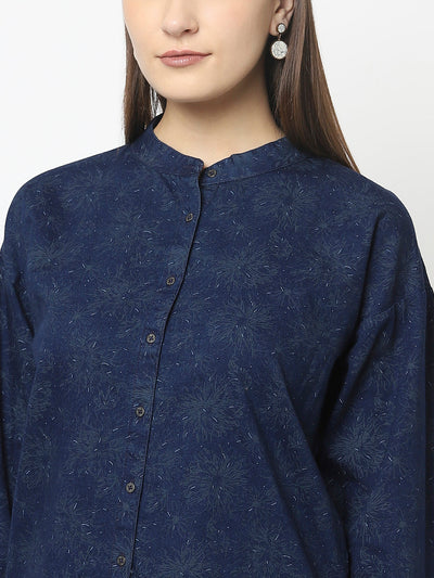 Denim Shirt with Floral Print