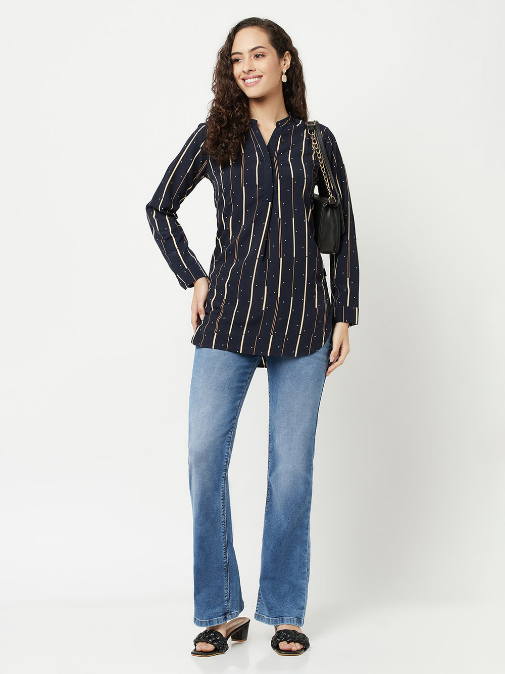 Blue Bootcut Jeans-Women Jeans-Crimsoune Club
