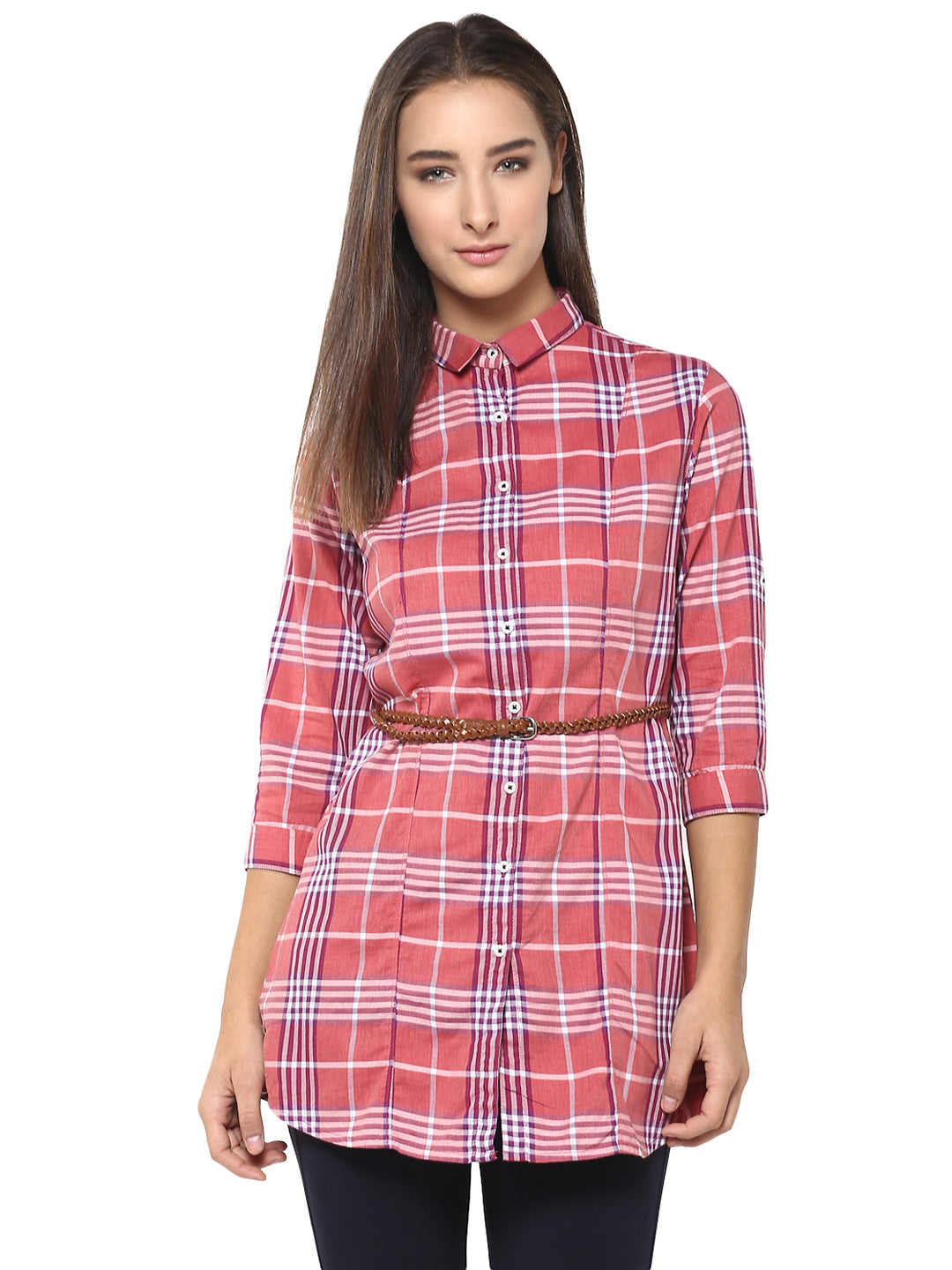 Pink Checked Casual Shirt - Women Shirts