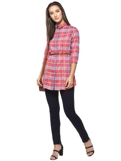 Pink Checked Casual Shirt - Women Shirts