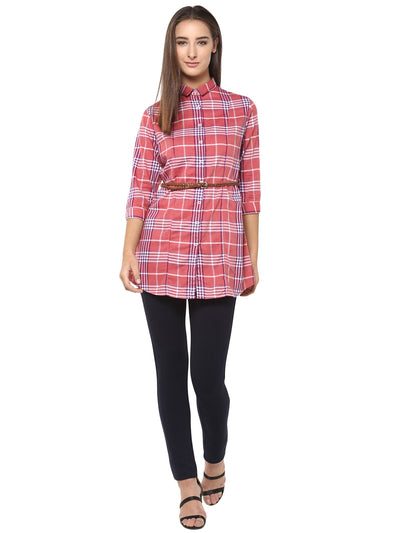 Pink Checked Casual Shirt - Women Shirts