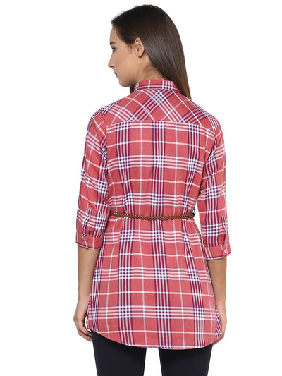 Pink Checked Casual Shirt - Women Shirts