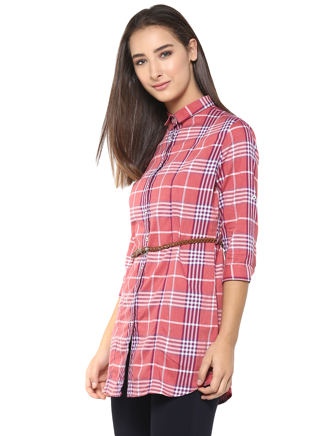 Pink Checked Casual Shirt - Women Shirts