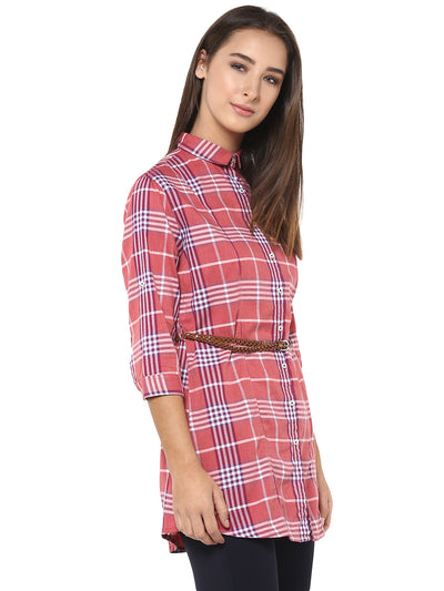 Pink Checked Casual Shirt - Women Shirts