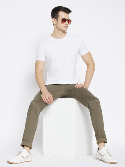 Grey Printed Slim Fit Trousers - Men Trousers