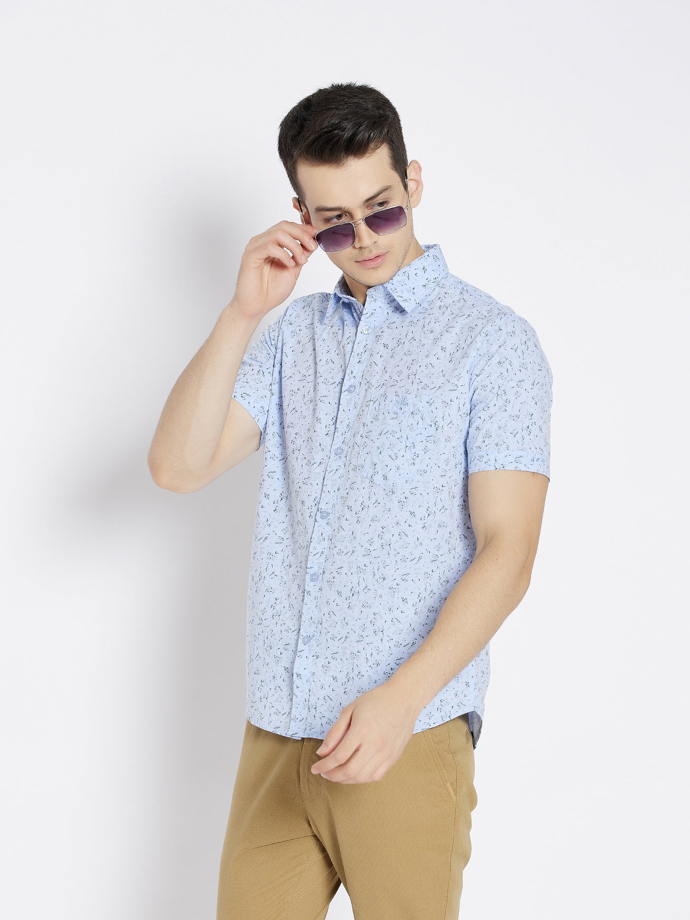 Blue Printed Slim Fit shirt - Men Shirts