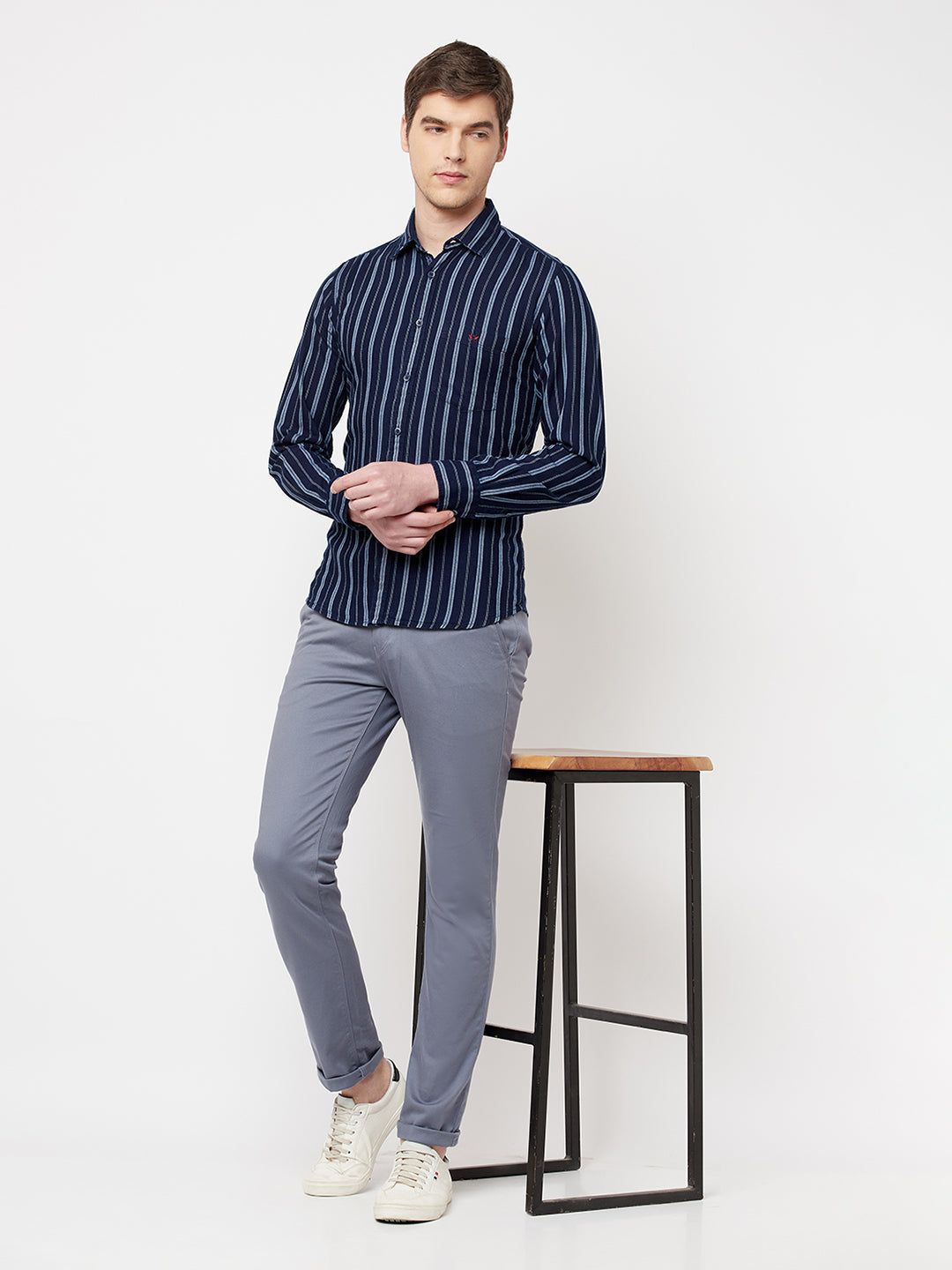 White Striped Casual Shirt - Men Shirts