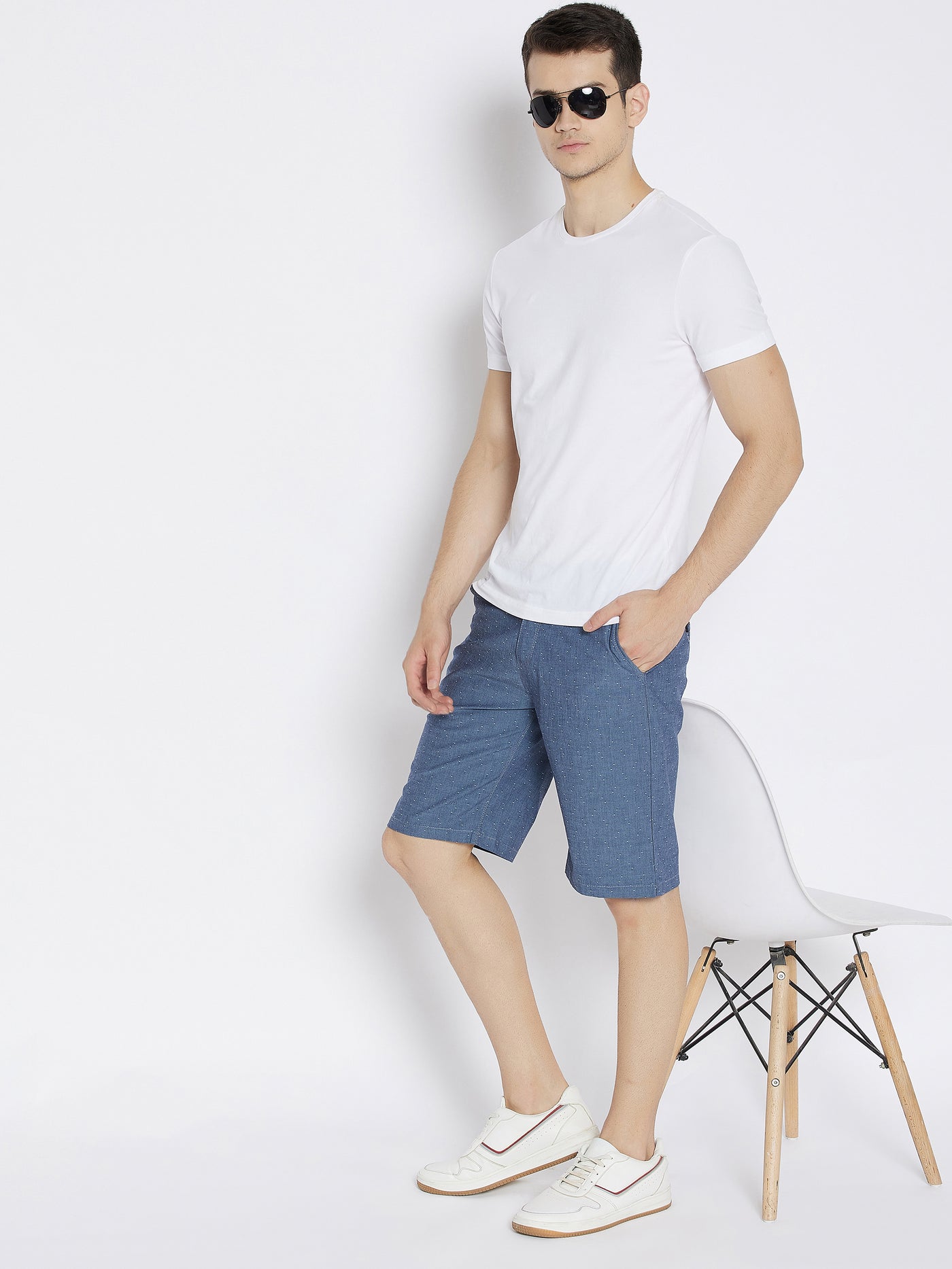 Grey Printed Slim Fit Shorts - Men Shorts