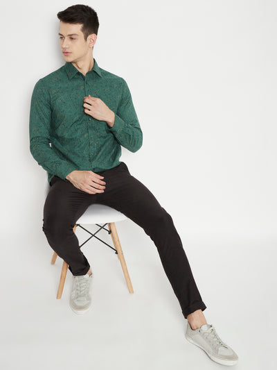 Green Printed Slim Fit shirt - Men Shirts