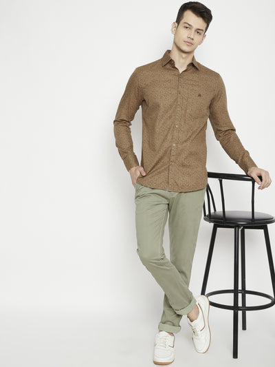 Brown Printed Slim Fit shirt - Men Shirts