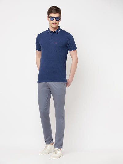 Blue Casual Trousers - Men Trousers