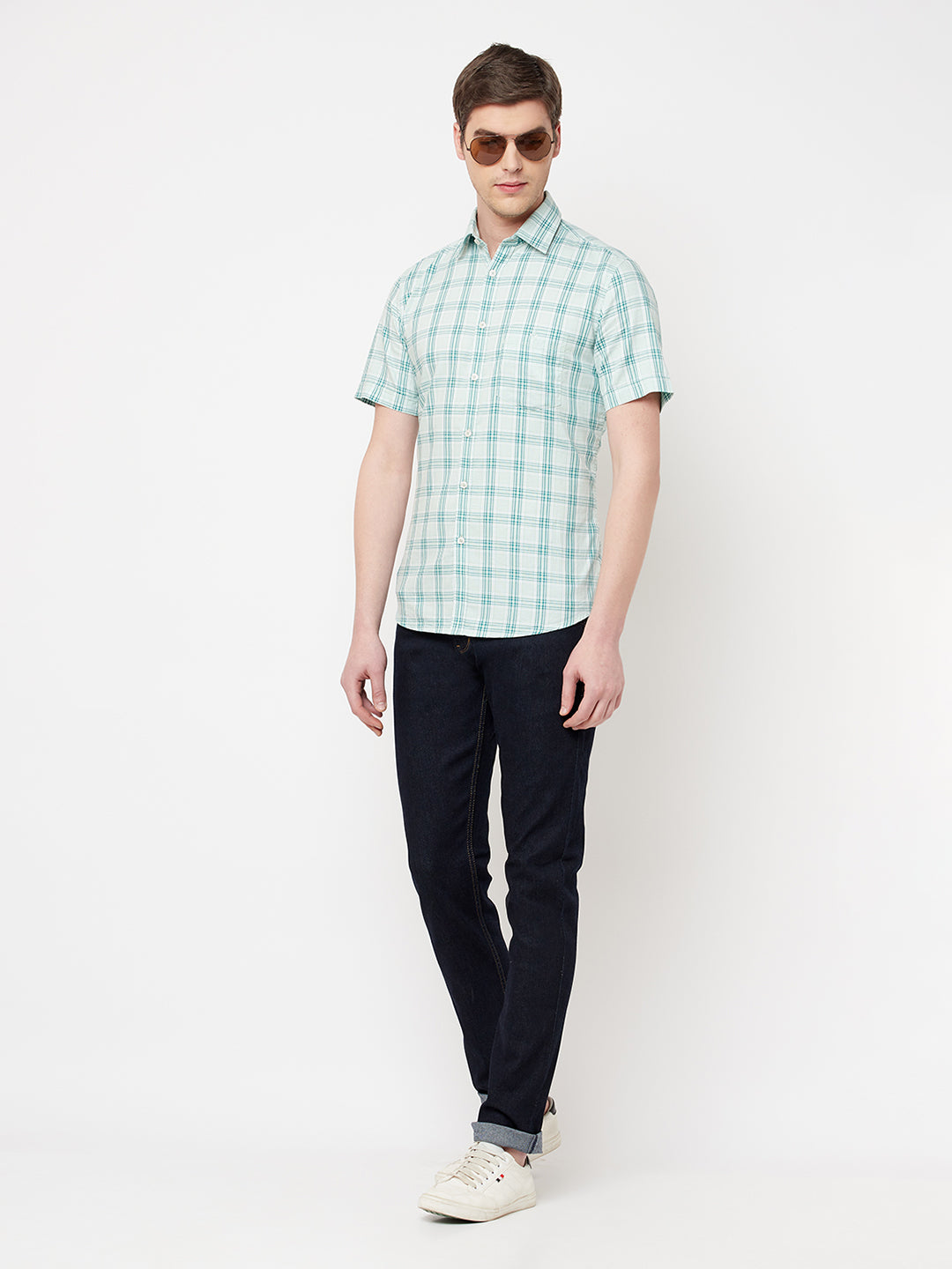 Green Checked Casual Shirt - Men Shirts