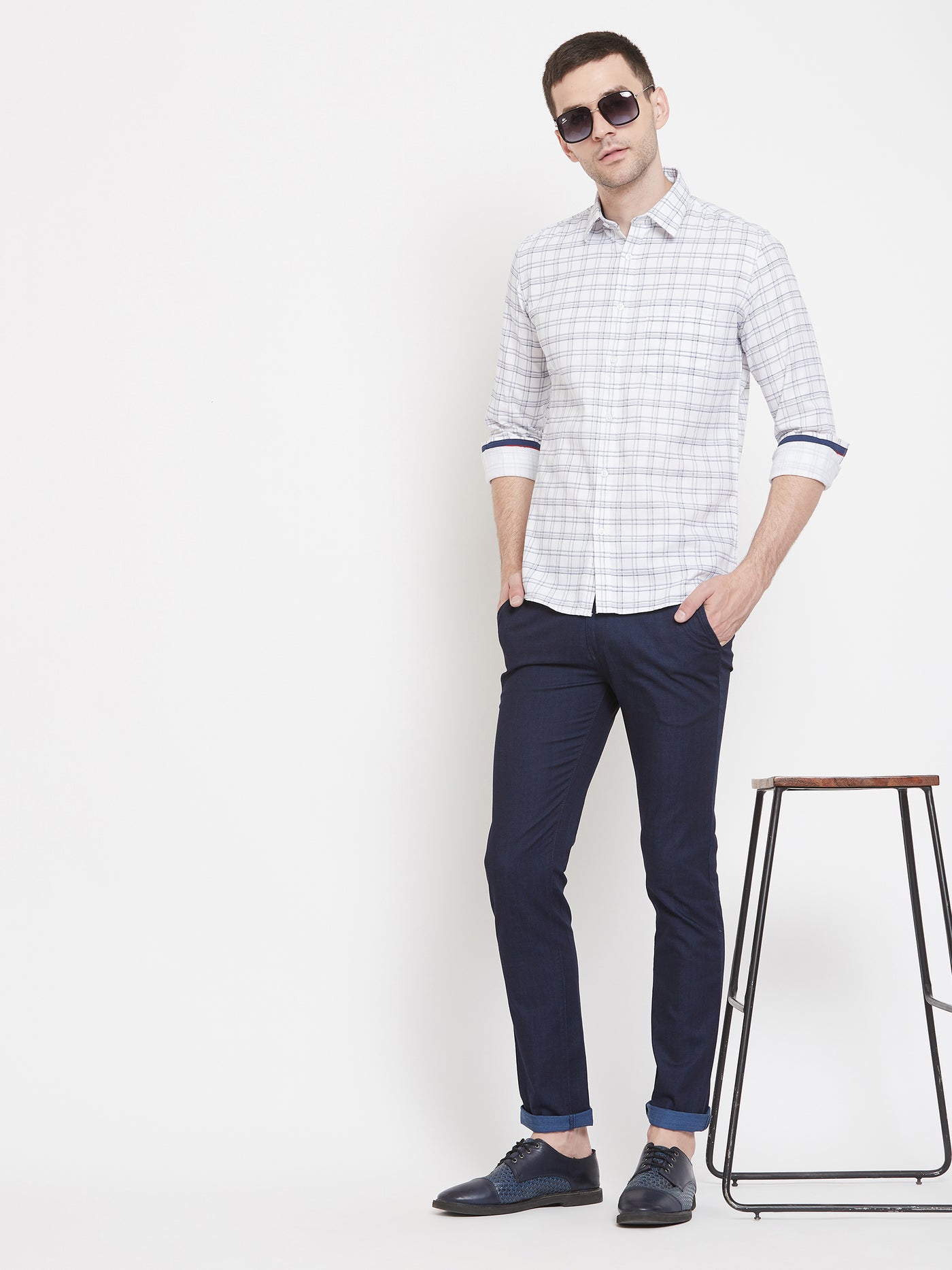 Navy Blue Slim Fit Trousers - Men Trousers