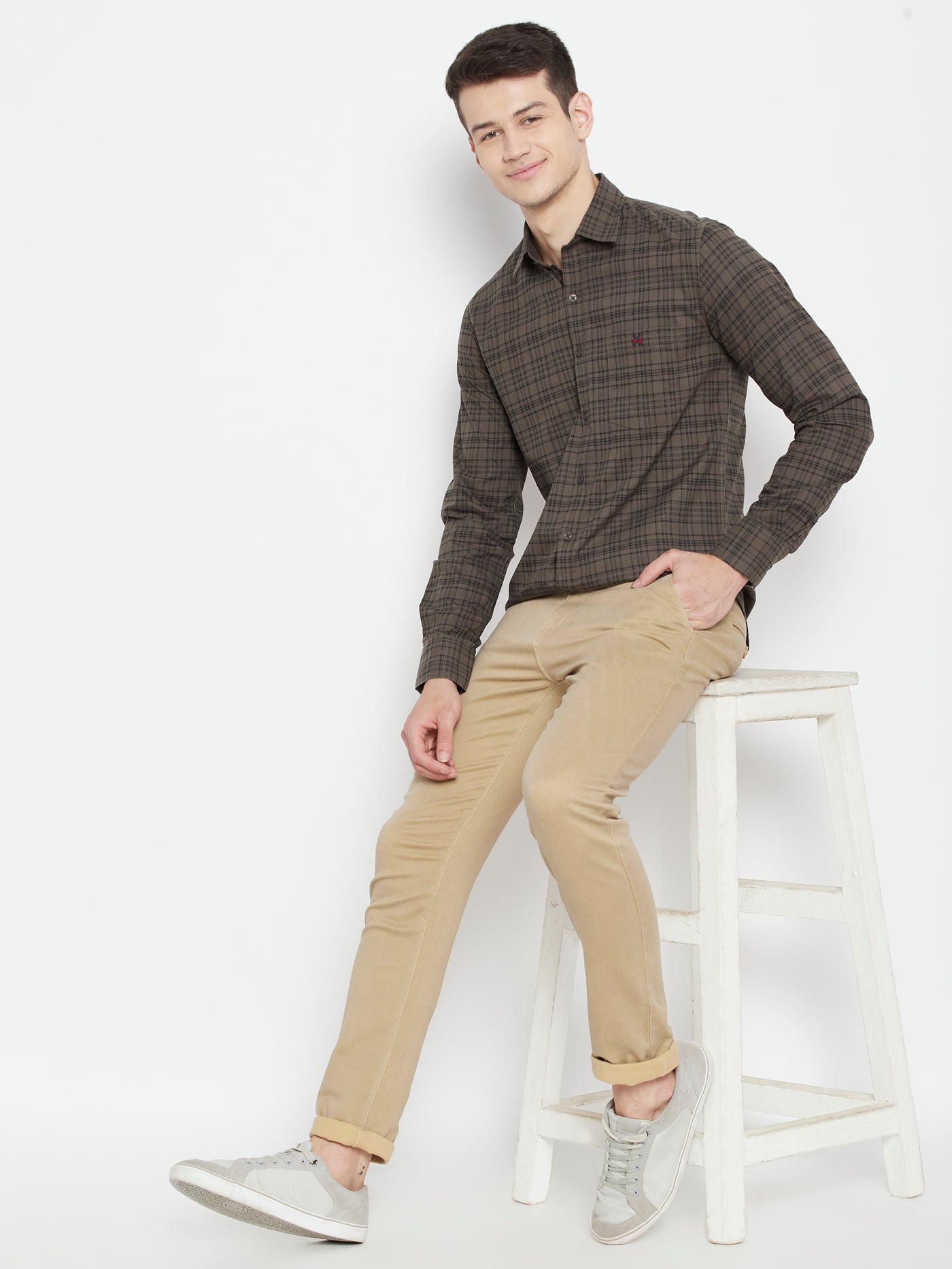 Brown Checked Slim Fit shirt - Men Shirts