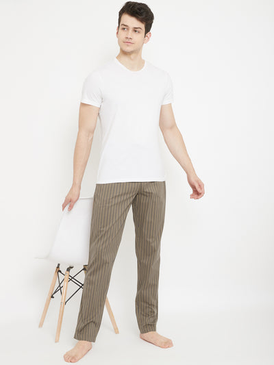 Brown Striped Straight Lounge Pants - Men Lounge Pants