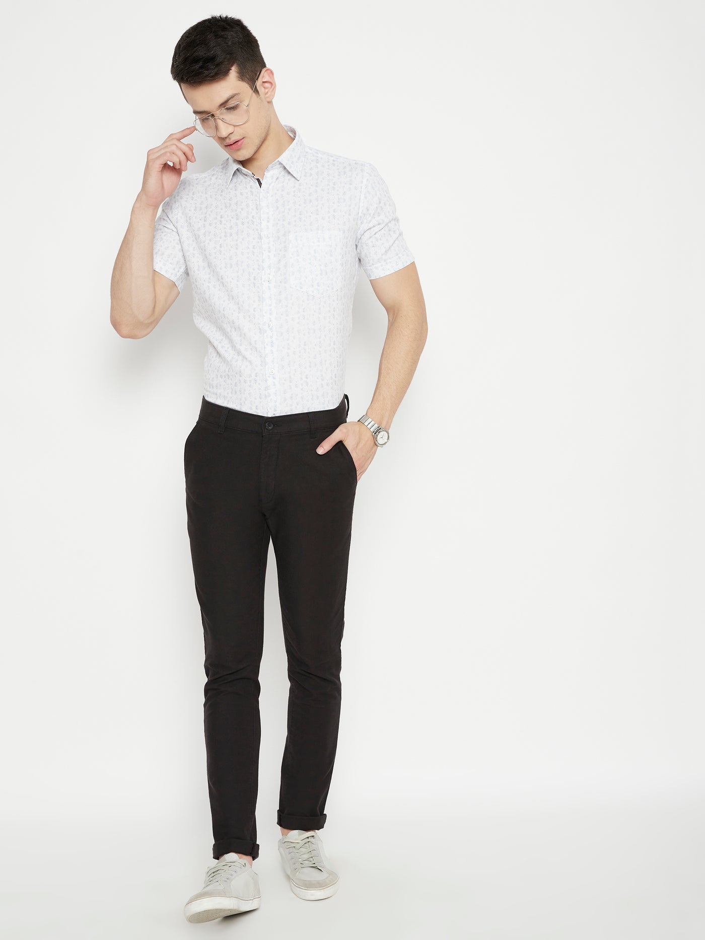 White Printed Slim Fit shirt - Men Shirts